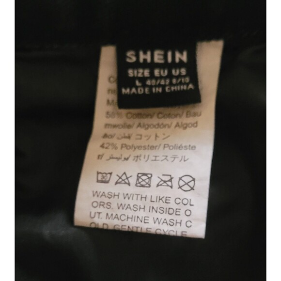 Shein Black Denim Jeans Shorts White Fire on Back Pockets For Girls Size L - Picture 3 of 3